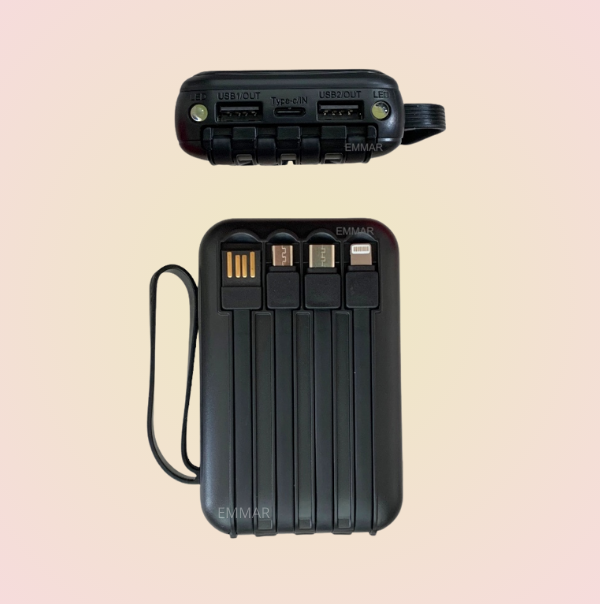 Power Bank De 10000mAh Batería Portátil Con 3 Cables Incluidos V8, Tipo C y iPhone