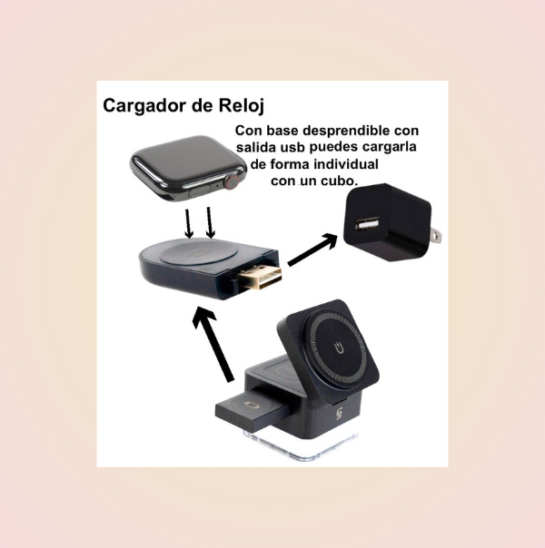 Base De Carga Inalámbrica 3 En 1 Con Cubo RGB Universal 15w