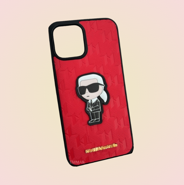 Funda con Cordón Diseño 3D Karl Lagerfeld más Mica de Cristal Gratis Compatible con iPhone