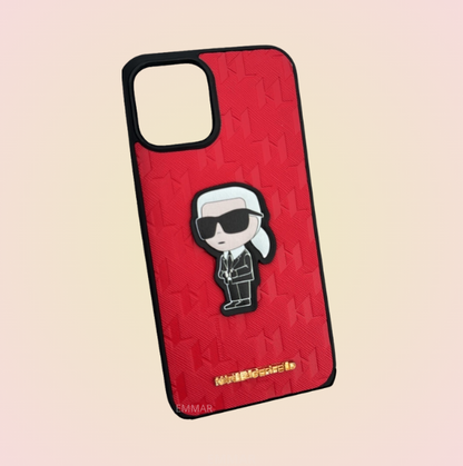 Funda con Cordón Diseño 3D Karl Lagerfeld más Mica de Cristal Gratis Compatible con iPhone