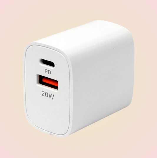 Cargador de Pared 2 Puertos Tipo C y USB de 20W