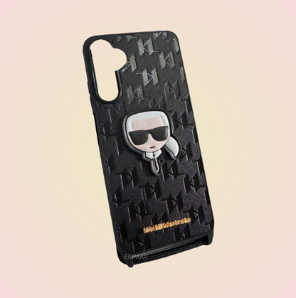 Funda con Cordón Diseño 3D Karl Lagerfeld más Mica de Cristal Gratis para Samsung