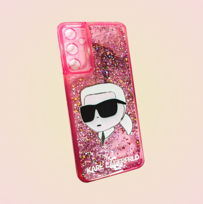 Funda con Diseño 3D Karl Lagerfeld Brillos más Mica de Cristal Gratis para Samsung