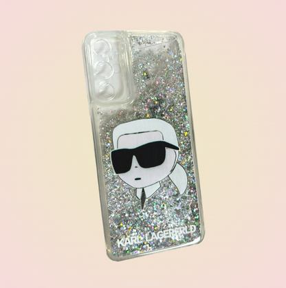 Funda con Diseño 3D Karl Lagerfeld Brillos más Mica de Cristal Gratis para Samsung