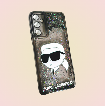 Funda con Diseño 3D Karl Lagerfeld Brillos más Mica de Cristal Gratis para Samsung