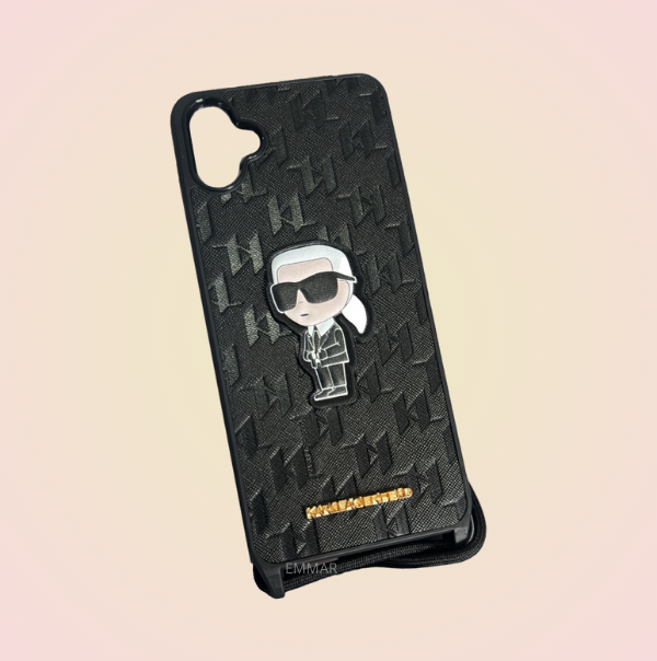 Funda con Cordón Diseño 3D Karl Lagerfeld más Mica de Cristal Gratis para Samsung