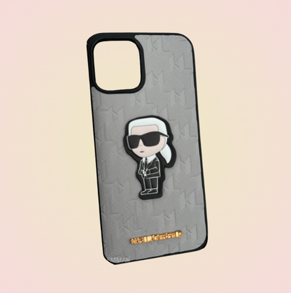 Funda con Cordón Diseño 3D Karl Lagerfeld más Mica de Cristal Gratis Compatible con iPhone