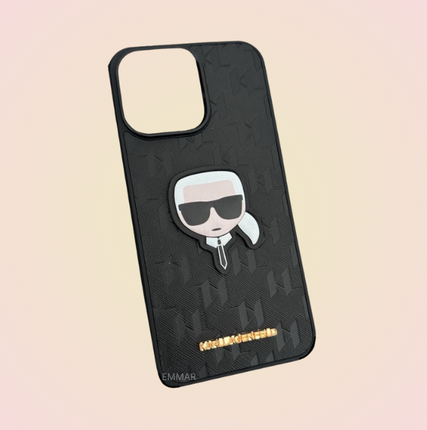 Funda con Cordón Diseño 3D Karl Lagerfeld más Mica de Cristal Gratis Compatible con iPhone