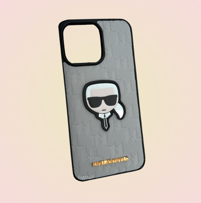 Funda con Cordón Diseño 3D Karl Lagerfeld más Mica de Cristal Gratis Compatible con iPhone