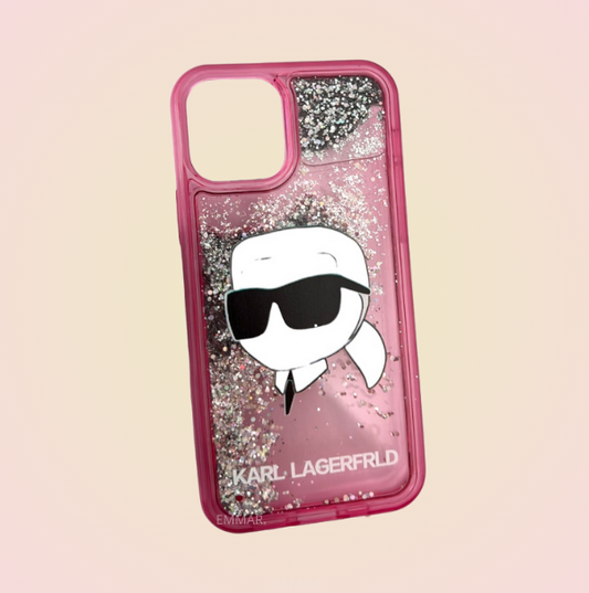 Funda con Diseño 3D Karl Lagerfeld Brillos más Mica de Cristal Gratis Compatible con iPhone