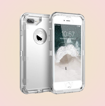 Funda Protector Tipo OtterBox Transparente para iPhone más Mica de Cristal Templado Gratis