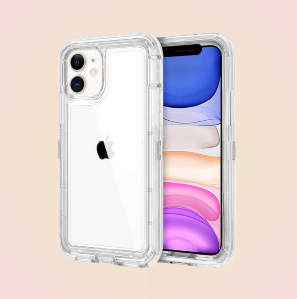 Funda Protector Tipo OtterBox Transparente para iPhone más Mica de Cristal Templado Gratis