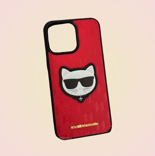 Funda con Cordón Diseño de Gato 3D Karl Lagerfeld más Mica de Cristal Gratis Compatible con iPhone