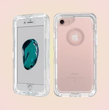 Funda Protector Tipo OtterBox Transparente para iPhone más Mica de Cristal Templado Gratis