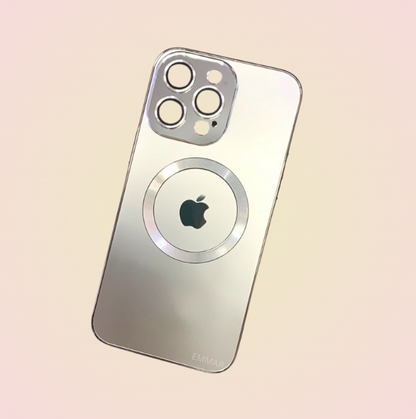 Funda Compatible Con Magsafe Metálico Y Cubre Cámara + Mica De Hydrogel Gratis Compatible Con iPhone