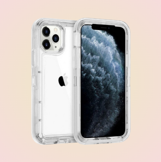 Funda Protector Tipo OtterBox Transparente para iPhone más Mica de Cristal Templado Gratis