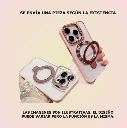 Funda Transparente Con Soporte Anillo Magnético con Protector de Cámaras + Mica de Cristal Gratis Compatible Con Samsung Galaxy
