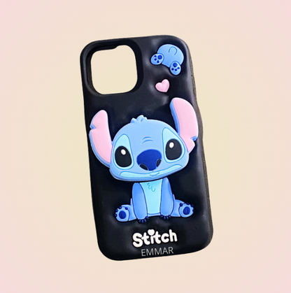 Funda Silicona Suave Diseño De Stitch o Kitty o Pooh Más Mica De Cristal Gratis Compatible Con iPhone