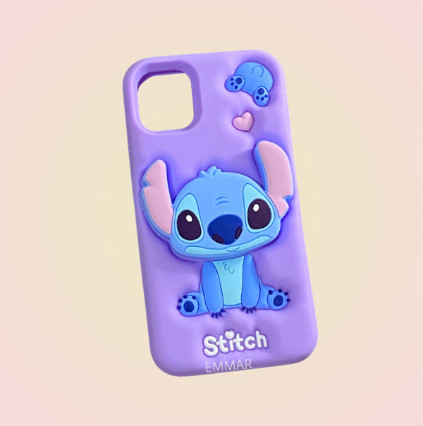 Funda Silicona Suave Diseño De Stitch o Kitty o Pooh Más Mica De Cristal Gratis Compatible Con iPhone