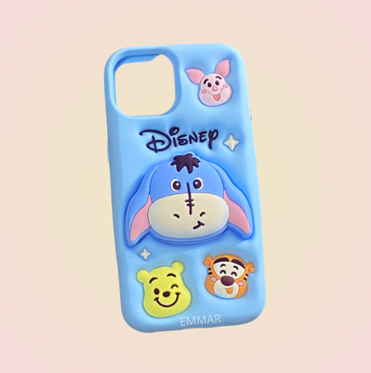 Funda Silicona Suave Diseño De Stitch o Kitty o Pooh Más Mica De Cristal Gratis Compatible Con iPhone