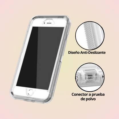 Funda Protector Tipo OtterBox Transparente para iPhone más Mica de Cristal Templado Gratis