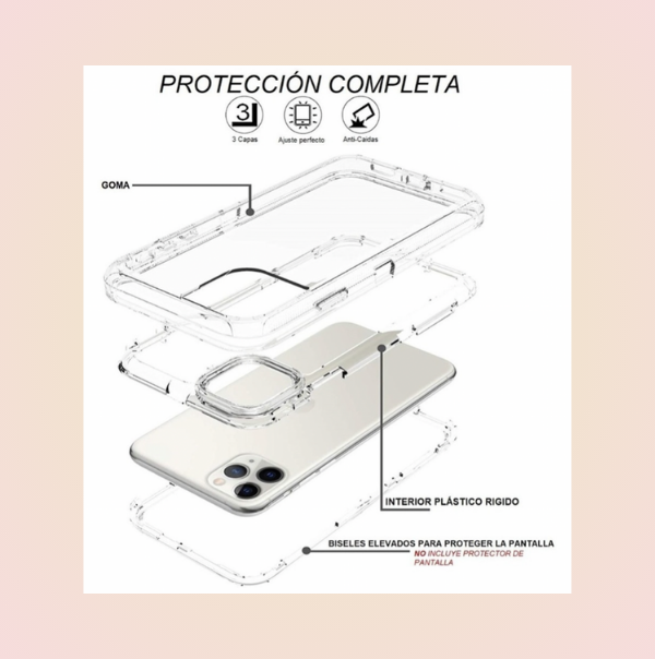 Funda Protector Tipo OtterBox Transparente para iPhone más Mica de Cristal Templado Gratis