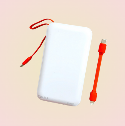 Power Bank De 20000mAh Batería Portátil Con Cable Incluido Tipo C y iPhone, Color Blanco
