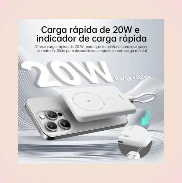 Power Bank 5000mah Magnética Inalámbrica De 20w