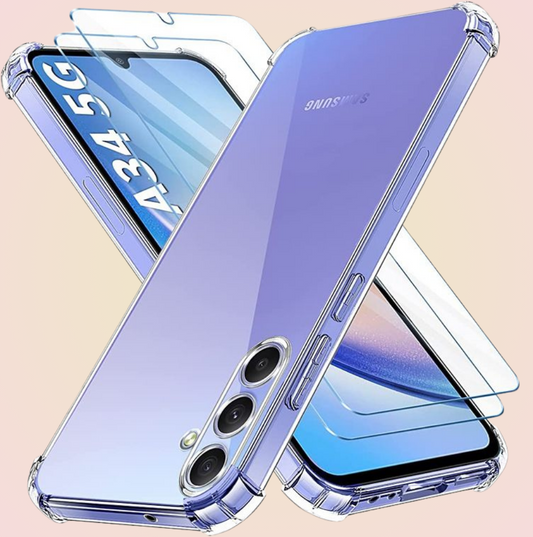 Funda Acrigel Transparente con Esquinas Reforzadas más Mica de Cristal Gratis para SAMSUNG