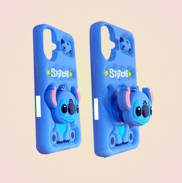 Funda Silicona Suave Diseño De Stitch Más Mica De Cristal Gratis Compatible Con iPhone