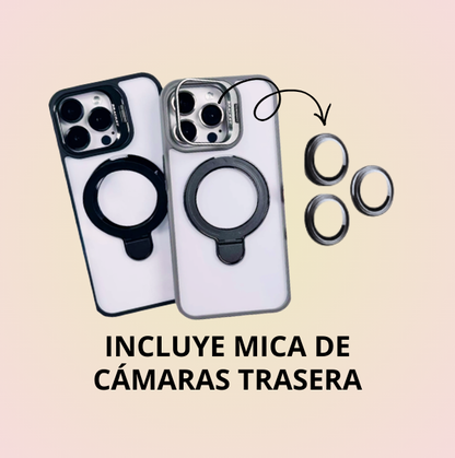 Funda Transparente Con Soporte Anillo Magnético con Protector de Cámaras + Mica de Cristal Gratis Compatible Con Samsung Galaxy